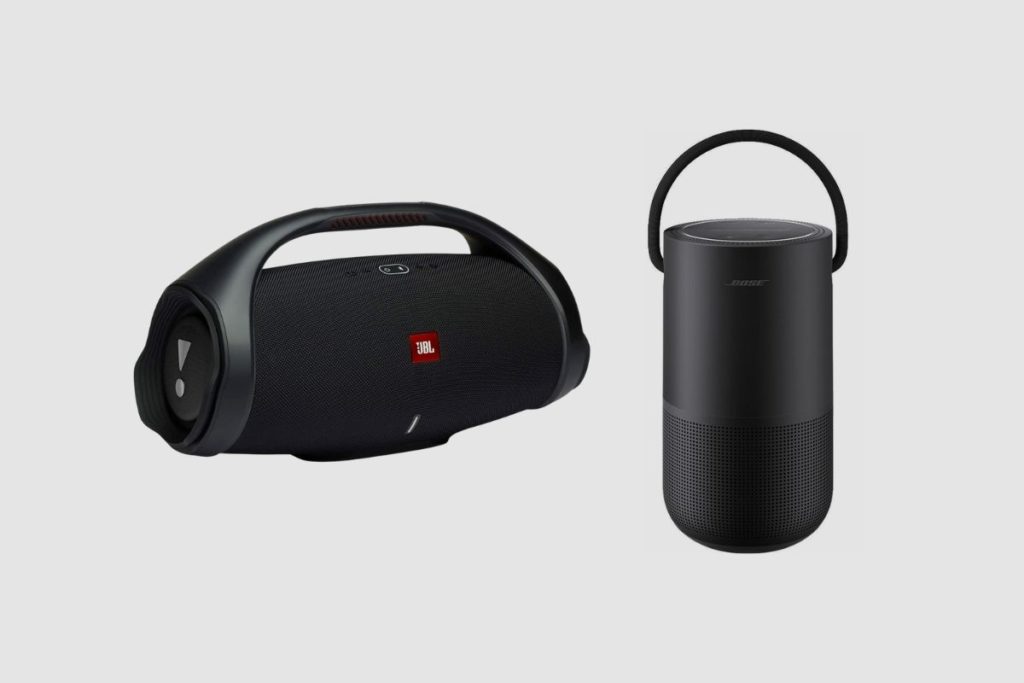 Design of Bose Portable Smart Speaker and JBL Boombox 2