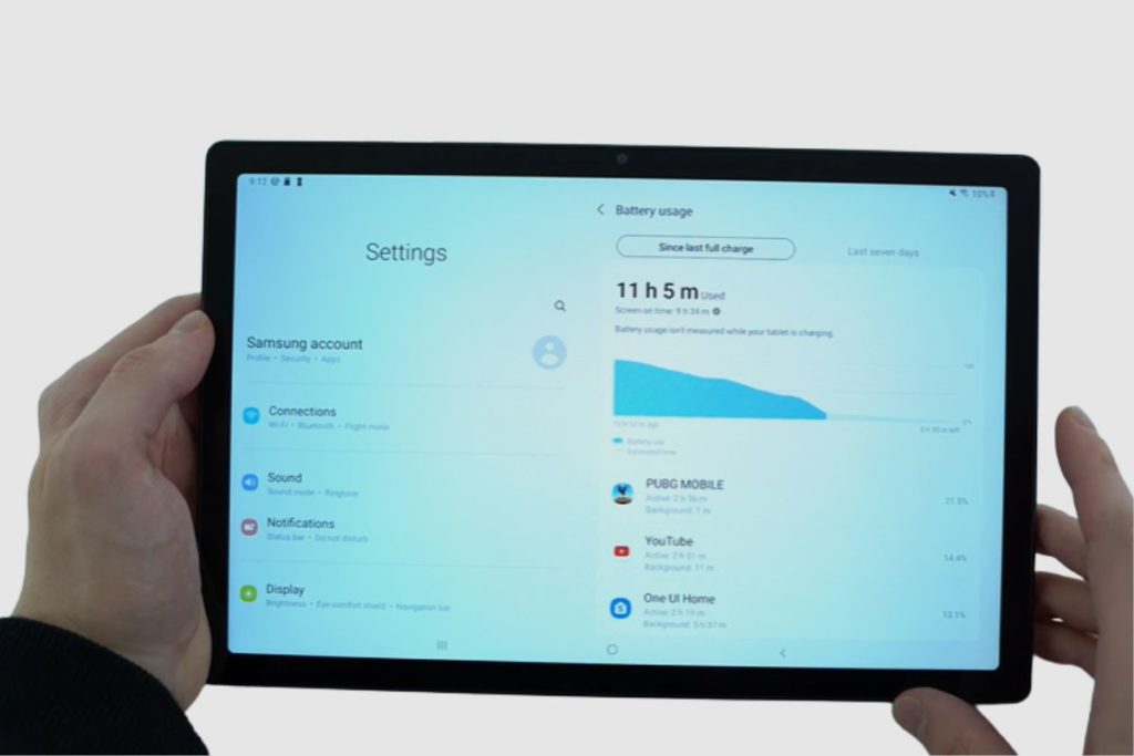 What is the battery life of the Samsung Tab A8_