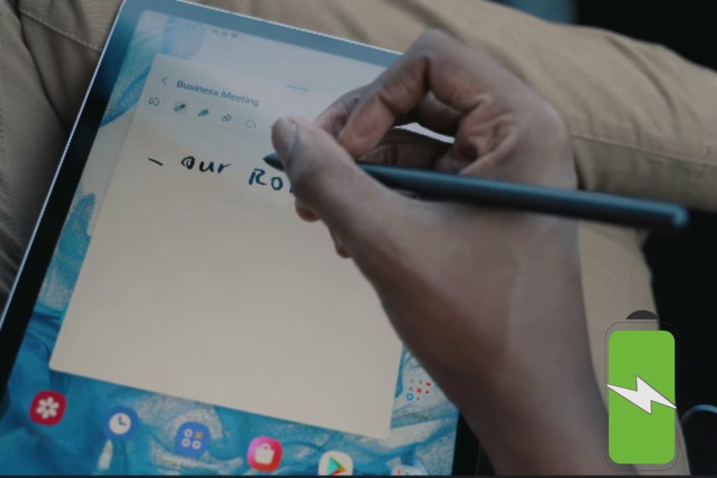 How does the Battery Life of the Samsung Galaxy Tab S8 affect note-taking
