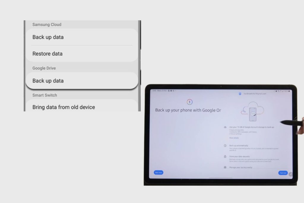How do I backup and restore data on my Samsung Galaxy Tab S8