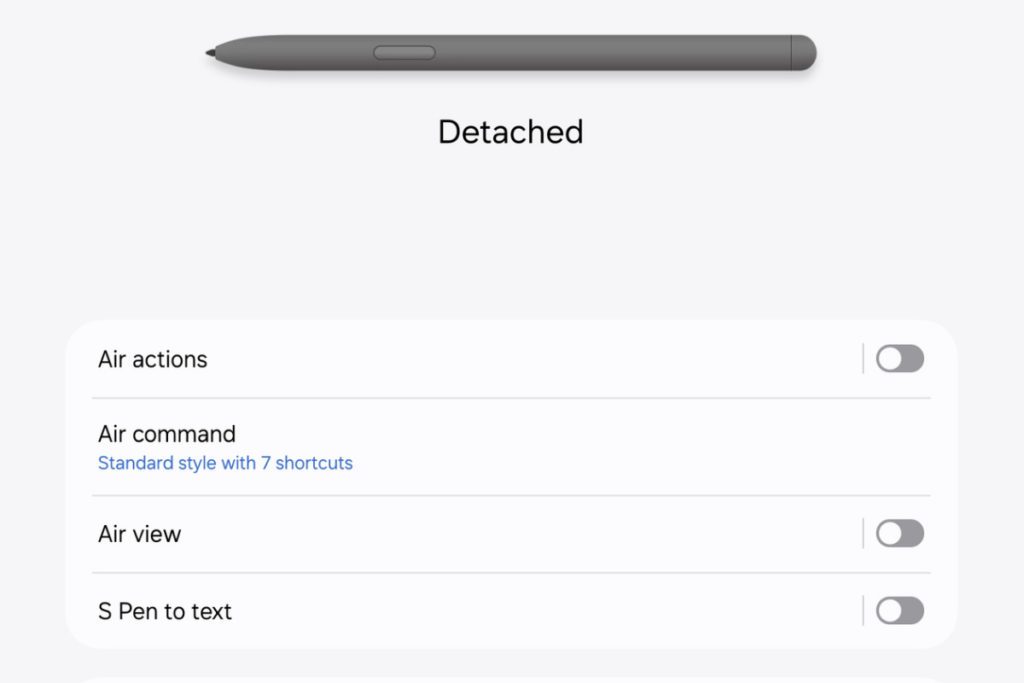Disable the S Pen button shortcut - Air command